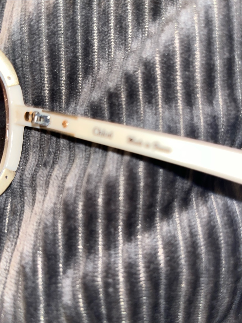 Chloe Cream Round Sunglasses with Gradient Brown Lenses - Picture 9 of 12